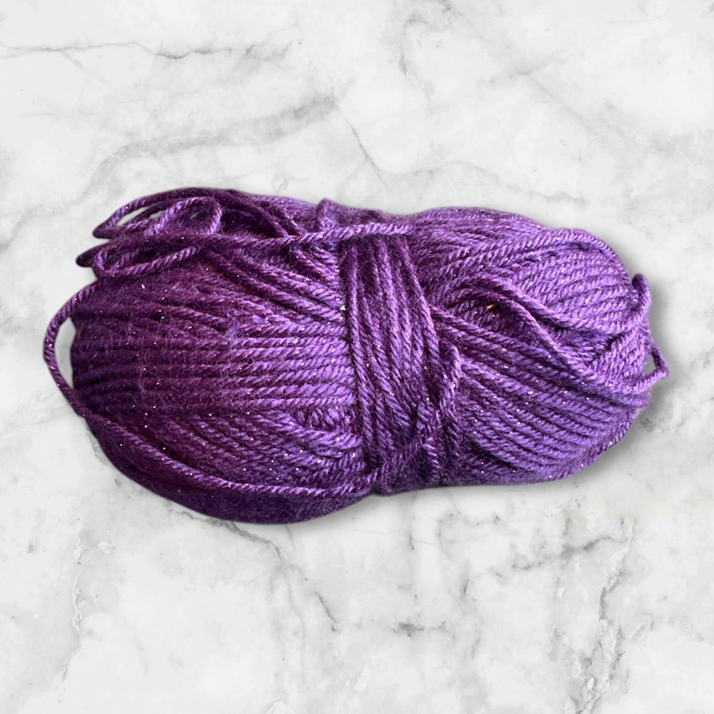 Plymouth Yarn company Purple Yarn Skein Mira Mira wool and metallic no wrapper